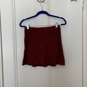 Bershka Red Suede Mini Skirt